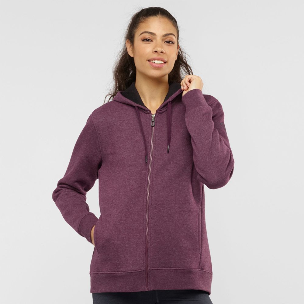 Salomon Israel ESSENTIAL WARM SALOMON - Womens Hoodie - Burgundy (ZJDW-06937)